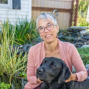 woman and dog